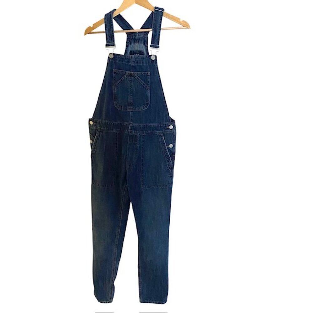 Gap Medium Wash Cropped Slouchy Overalls XSmall